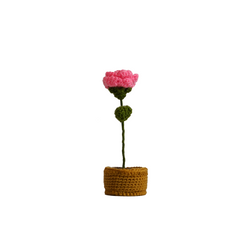 Crochet Rose Pot Bright Pink