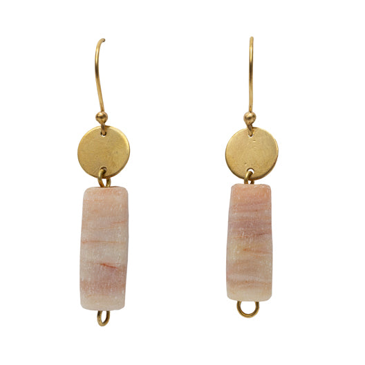 Moche Inspired Glass and Brass Earrings