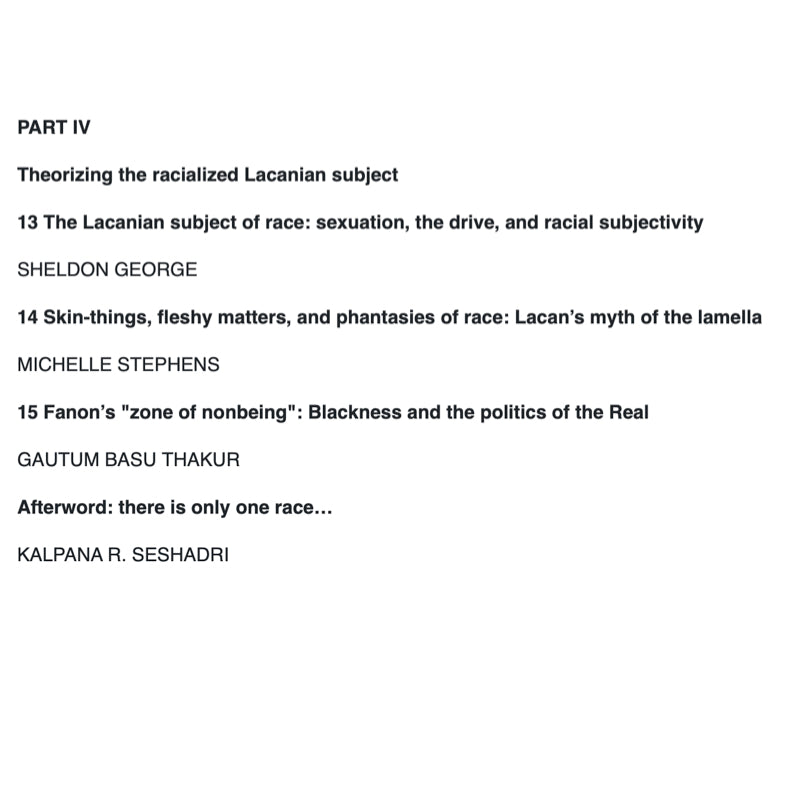 Lacan and Race Racism, Identity, and Psychoanalytic Theory - ed. Sheldon George and Derek Hook