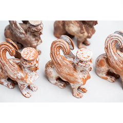 Replica of sigmund Freud's sphinx by artist Sun Ae Kim - group photo of sphinxes