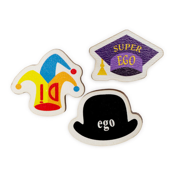 Wooden Id, Ego, Superego Badges