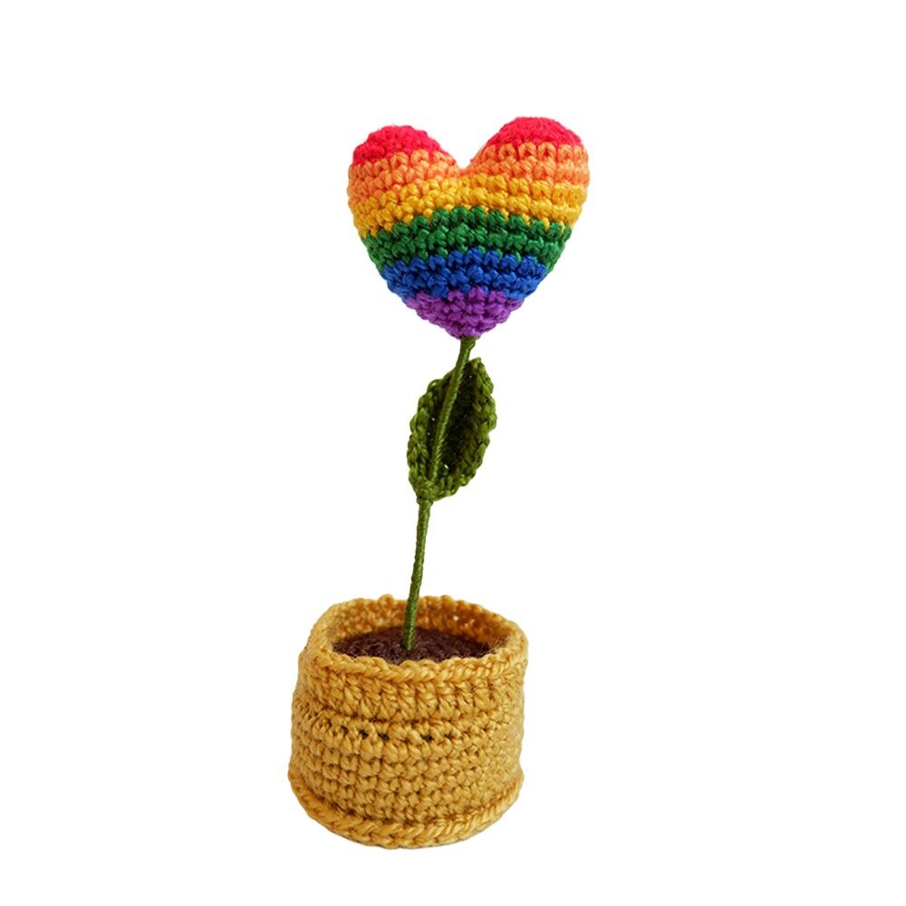 Crochet Rainbow Flower Pot