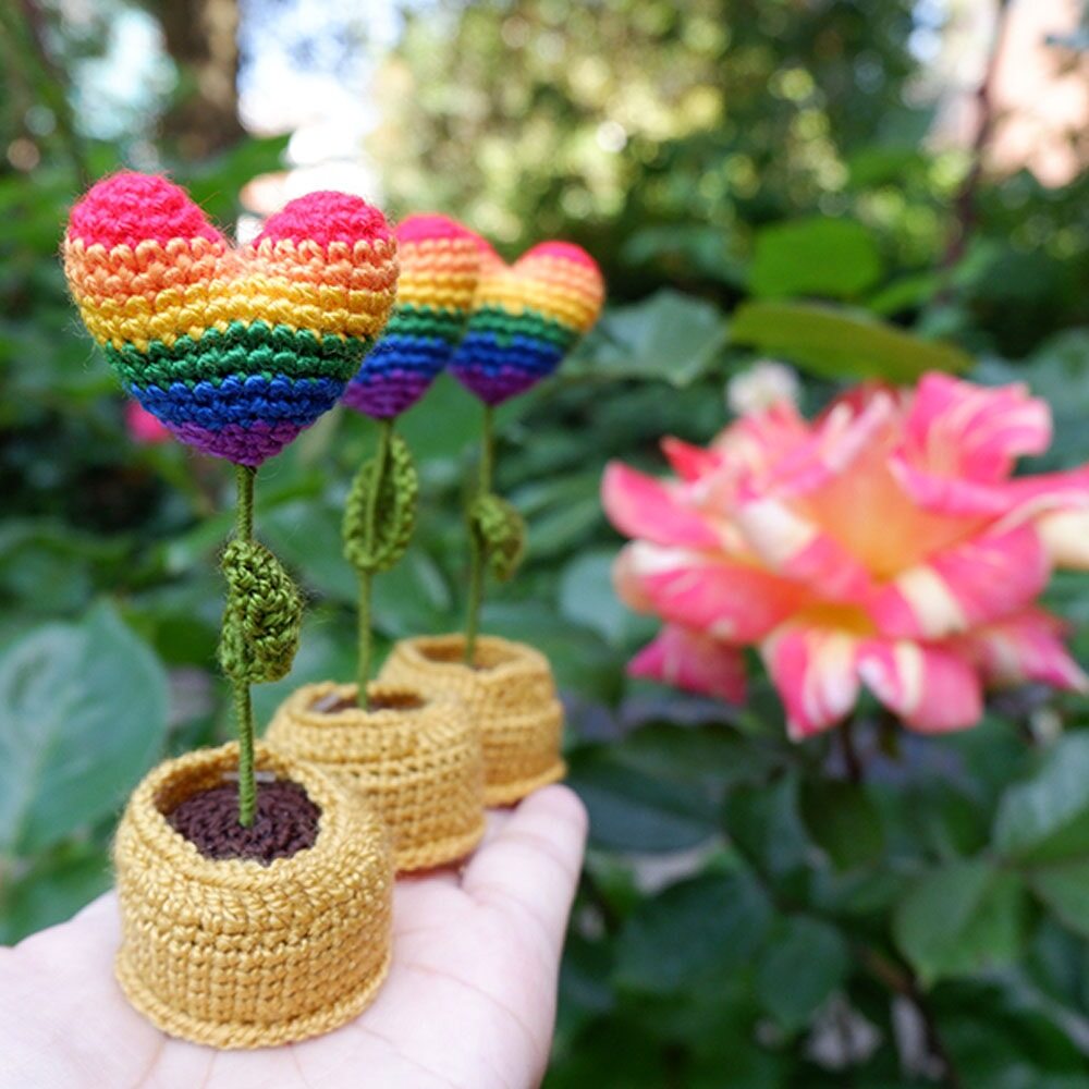 Pride Crocheted Flowers in Freud's Garden