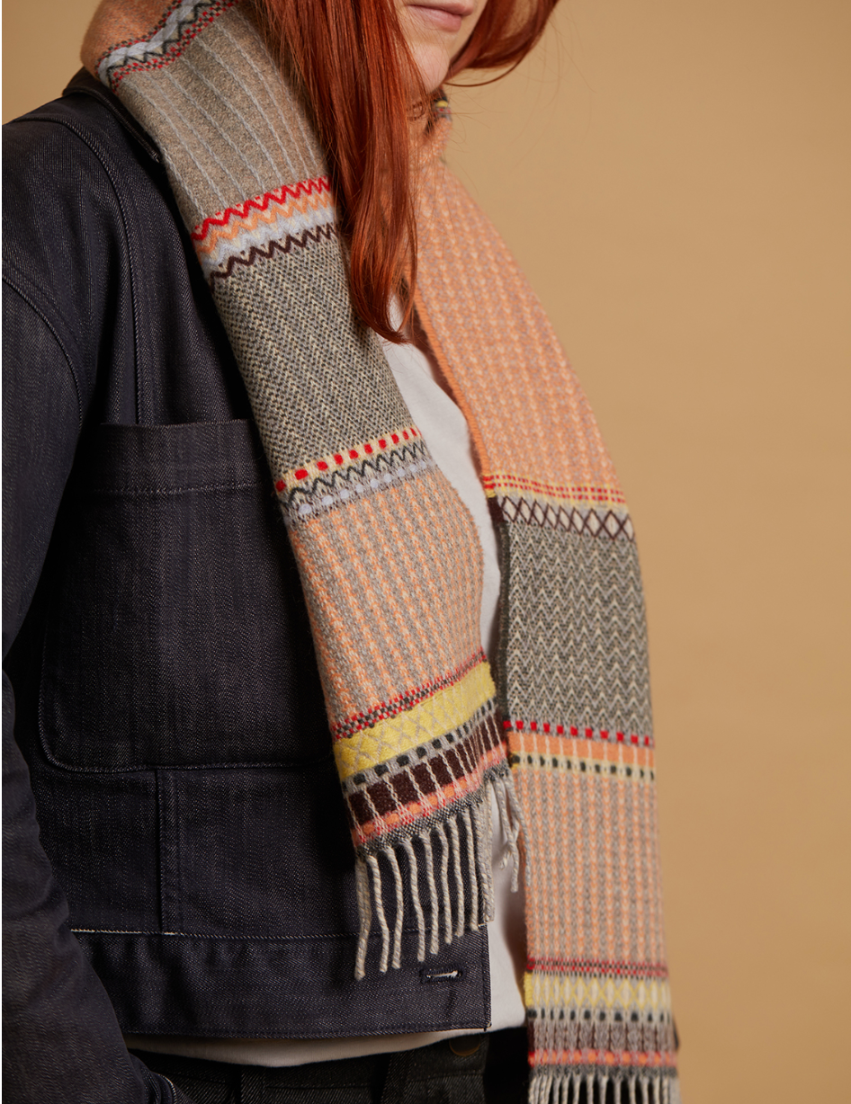 Wallace and Sewell Merino Lambswool Cassia Peach Scarf