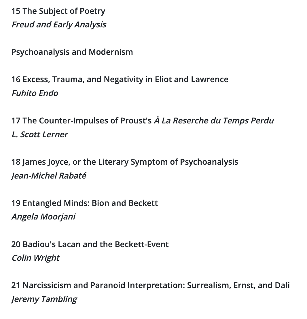 Bloomsbury Handbook to Literature and Psychoanalysis - ed. by Jeremy Tambling