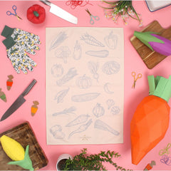 Stitch Your Own Vegetable Tea Towel