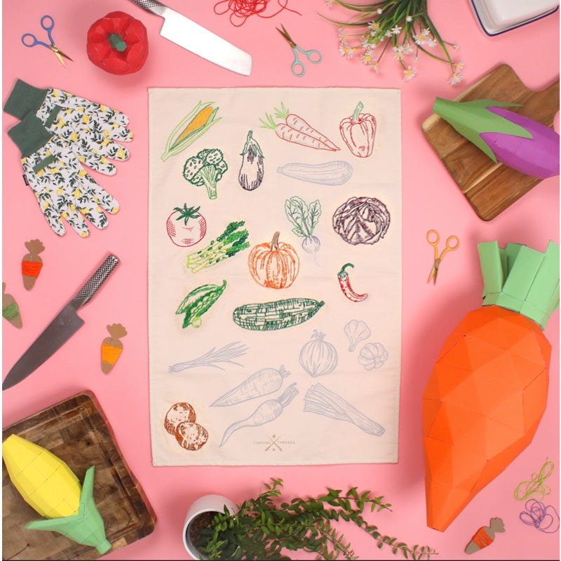 Stitch Your Own Vegetable Tea Towel