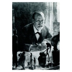 Postcard, etching of Freud, Max Pollak