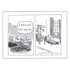 New Yorker greeting card: "Lassie! Get Help!!"