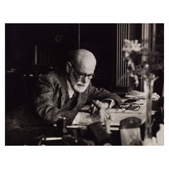 Print, Freud writing at his desk