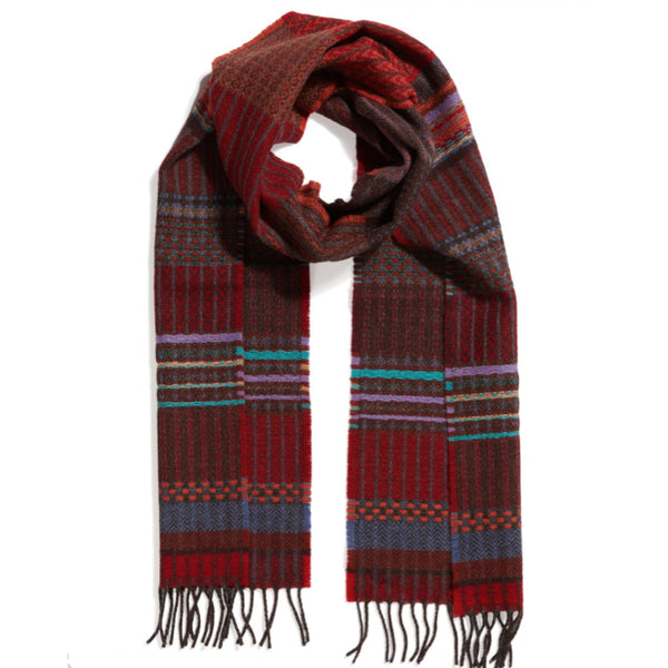 Wallace and Sewell Merino Lambswool Wainscot Poppy Scarf