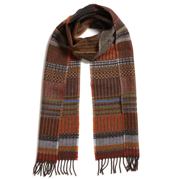 Wallace and Sewell Merino Lambswool Wainscot Rust Scarf