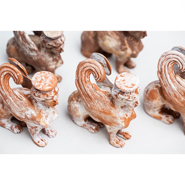 Replica of sigmund Freud's sphinx by artist Sun Ae Kim - group photo of sphinxes